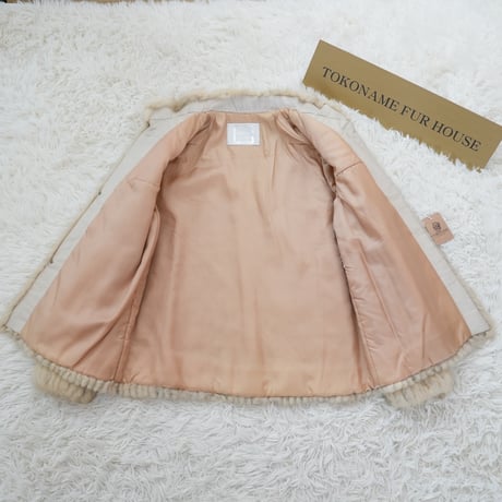 Pastel Mink Jacket Stripe Cutting Genuine Vintage Fur Japan