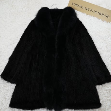 Yarn Mink and Fox Fur Trim Coat Genuine Vintage Fur Japan