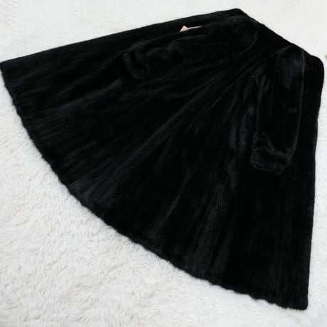Black Mink Long Coat Soft and Glossy Genuine Vintage Fur Japan