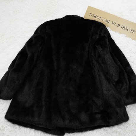 Black Mink Coat - SAGA MINK Soft and Glossy Genuine Vintage Fur Japan