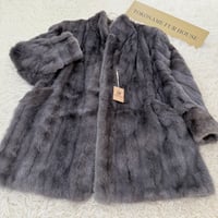 Silver Gray Dyed Cross Mink Fur Coat Genuine Vintage Fur Japan