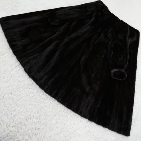 Dark Mink Long Coat Roll Up Sleeve - SAGA MINK Genuine Vintage Fur Japan