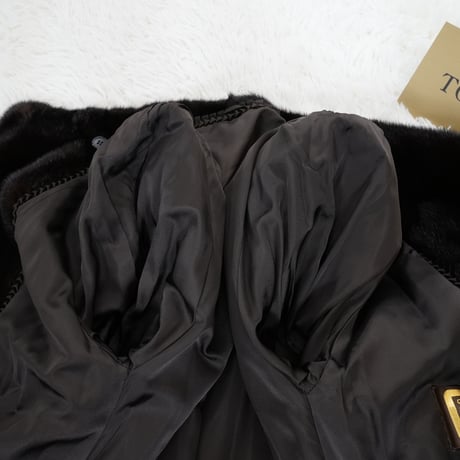Dark Mink Long Coat Roll Up Sleeve - SAGA MINK Genuine Vintage Fur Japan