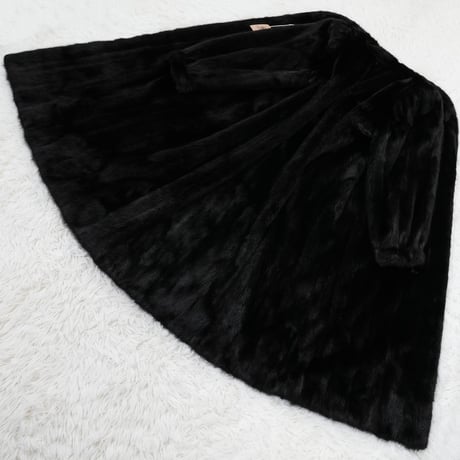 Dark Mink Long Coat Soft and Grossy SAGA MINK Genuine Vintage Fur Japan