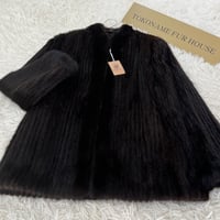 Dark Mink Jacket Stripe Cutting Genuine Vintage Fur Japan
