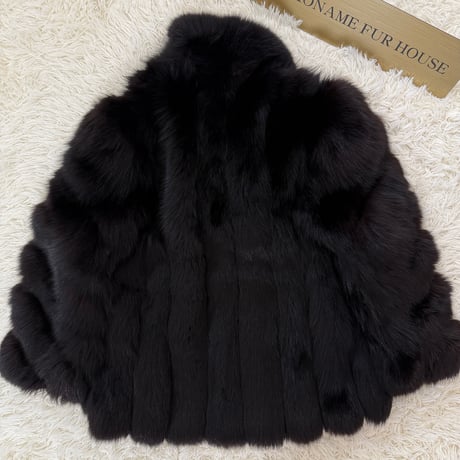 Black Dye Fox Coat - SAGA ROYAL FOX Genuine Vintage Fur Japan