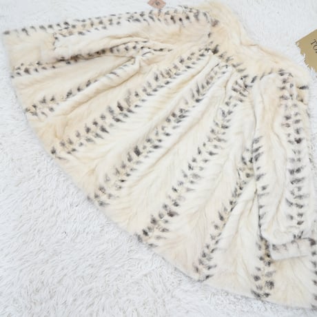 Pearl Mink Lynx Pattern Coat Genuine Vintage Fur Japan