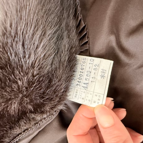 Black Cross Dyed Mink Coat EMBA Genuine Vintage Fur Japan