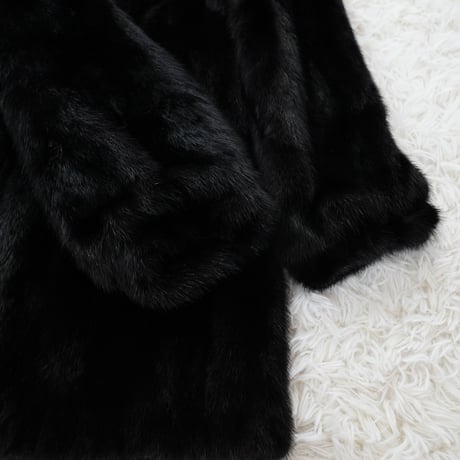 Black Mink Coat Genuine Vintage Fur Japan