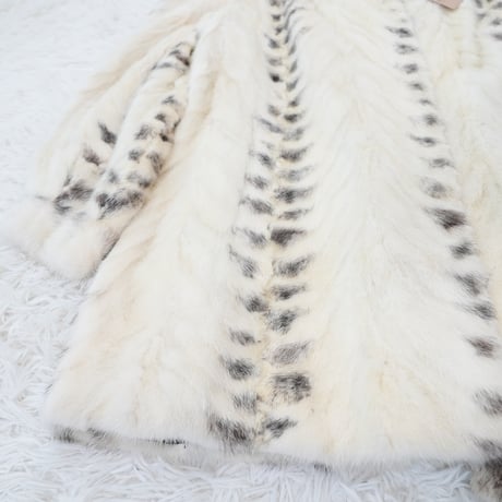 Pearl Mink Lynx Pattern Coat Genuine Vintage Fur Japan