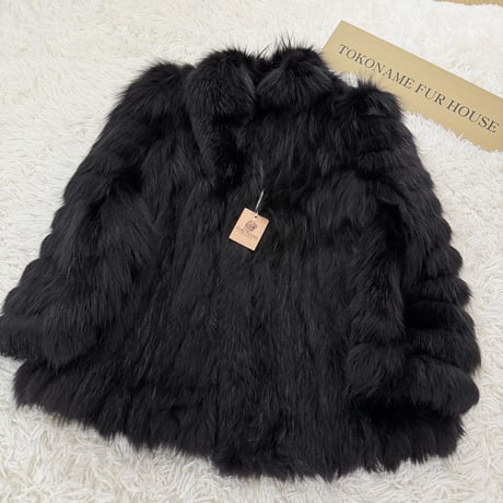 Blue Fox Black Dyed Coat Genuine Vintage Fur Japan