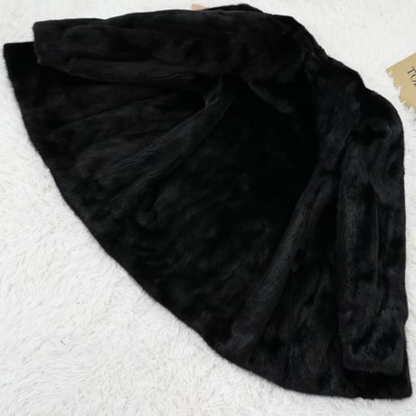 Black Mink Coat - SAGA MINK Soft and Glossy Genuine Vintage Fur Japan