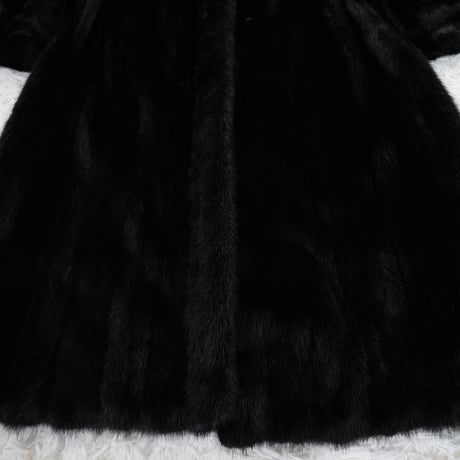 Black Mink Long Coat Soft and Glossy Genuine Vintage Fur Japan