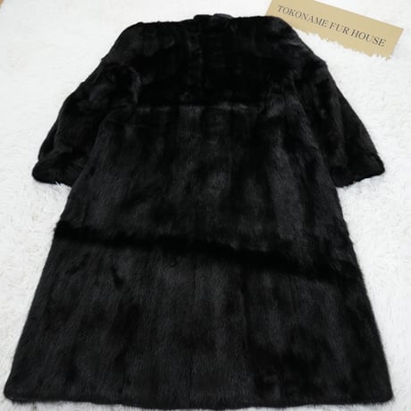 Black Mink Long Coat - SAGA MINK Genuine Vintage Fur Japan