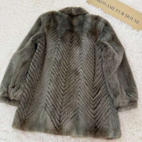 Mink Ash Green Dyed Coat Vintage Fur Japan