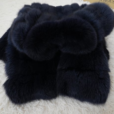 Navy Dye Fox Coat - Saga Fox Genuine Vintage Fur Japan