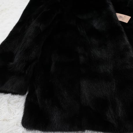 Black Mink Coat - SAGA MINK Soft and Glossy Genuine Vintage Fur Japan