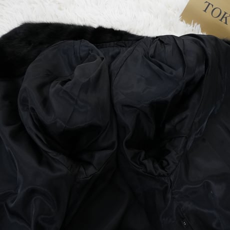 Black Mink Long Coat Soft and Glossy Genuine Vintage Fur Japan