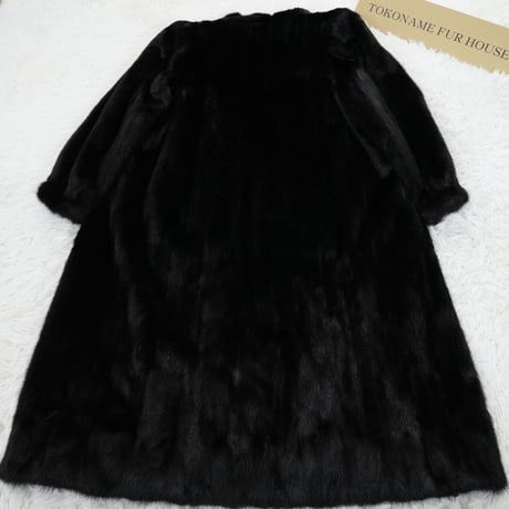 Dark Mink Long Coat Soft and Grossy SAGA MINK Genuine Vintage Fur Japan