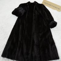Dark Mink Long Coat Roll Up Sleeve - SAGA MINK Genuine Vintage Fur Japan