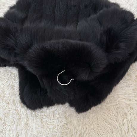 Black dye Fox Coat Genuine Vintage Fur Japan