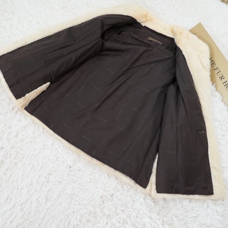 White Mink ZipZag Pattern Genuine Vintage Fur Japan
