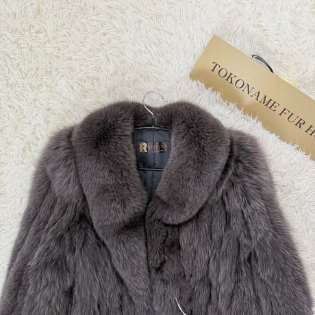 Ash Gray Dyd Fox Coat Genuine Vintage Fur Japan