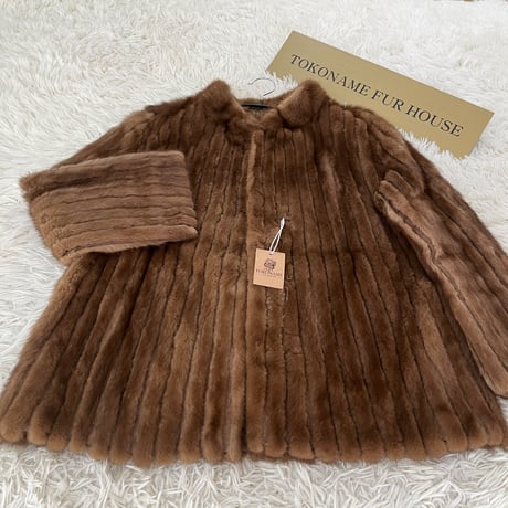 Demi Buff Mink Stripe Cutting Genuine Vintage Fur Japan