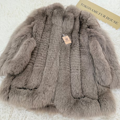 Ash Beige Fox Coat Genuine Vintage Fur Japan