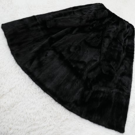 Black Mink Long Coat - SAGA MINK Genuine Vintage Fur Japan