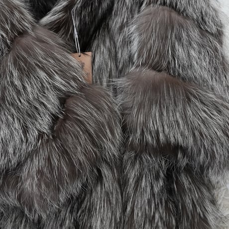 Silver Fox Long Coat - SAGA FOX Genuine Vintage Fur Japan