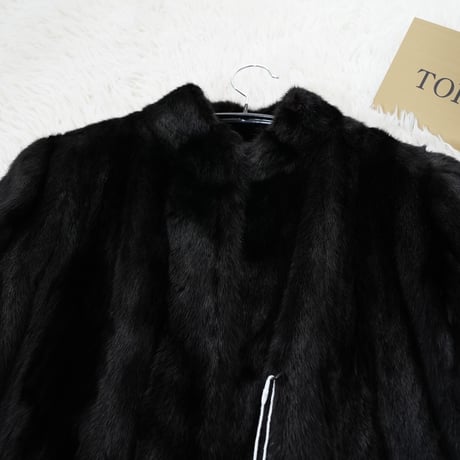Dark Mink Long Coat Soft and Grossy SAGA MINK Genuine Vintage Fur Japan