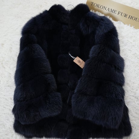 Navy Dye Fox Coat - Saga Fox Genuine Vintage Fur Japan