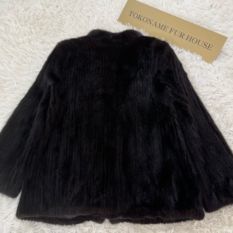 Dark Mink Jacket Stripe Cutting Vintage Fur Japan