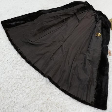 Dark Mink Long Coat Roll Up Sleeve - SAGA MINK Genuine Vintage Fur Japan