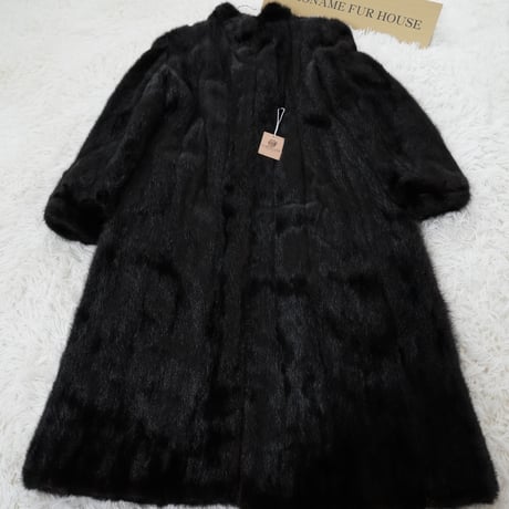 Dark Mink Long Coat Hair Up - SAGA MINK Genuine Vintage Fur Japan