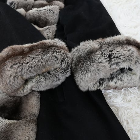 Chinchilla and cashmere Long Coat - EMBA Soft & Fluffy Genuine Vintage Fur Japan