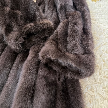 Black Cross Dyed Mink Coat EMBA Genuine Vintage Fur Japan