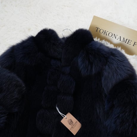 Navy Dye Fox Coat - Saga Fox Genuine Vintage Fur Japan
