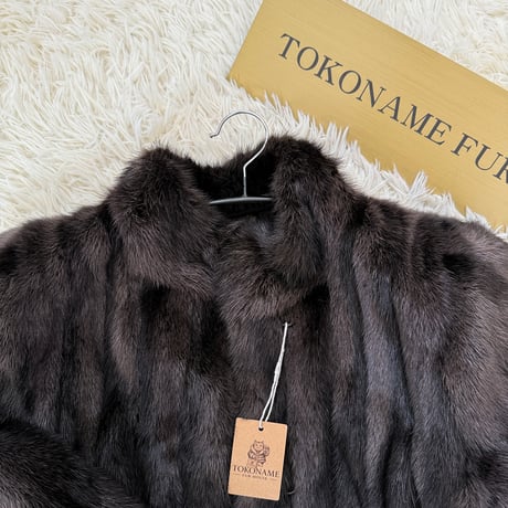 Black Cross Dyed Mink Coat EMBA Genuine Vintage Fur Japan