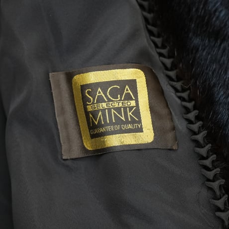 Dark Mink Long Coat Roll Up Sleeve - SAGA MINK Genuine Vintage Fur Japan