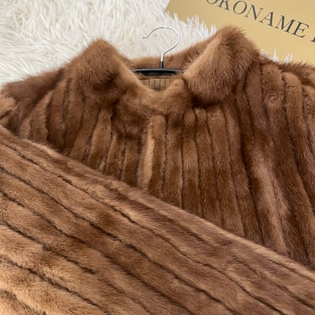 Demi Buff Mink Stripe Cutting Genuine Vintage Fur Japan