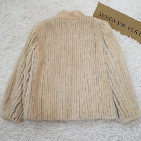 Pastel Mink Jacket Stripe Cutting Genuine Vintage Fur Japan