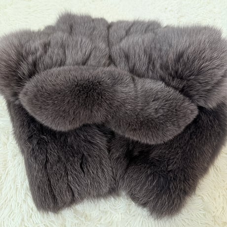 Ash Gray Dyd Fox Coat Genuine Vintage Fur Japan