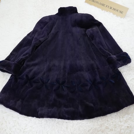 Shaved Mink Purple Dyed Roll Up Sleeve Genuine Vintage Fur Japan
