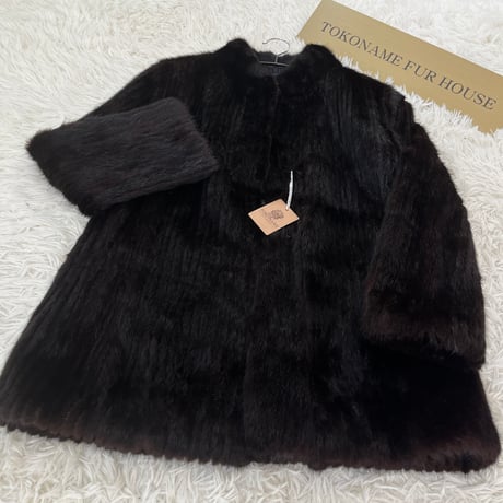 Dark Mink Jacket Stripe Cutting Vintage Fur Japan