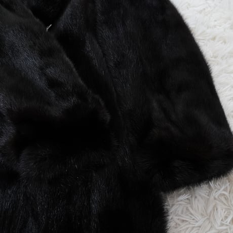 Dark Mink Long Coat Hair Up - SAGA MINK Genuine Vintage Fur Japan