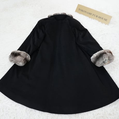 Chinchilla and cashmere Long Coat - EMBA Soft & Fluffy Genuine Vintage Fur Japan