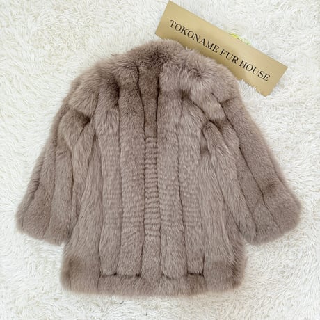 Ash Beige Fox Coat Genuine Vintage Fur Japan