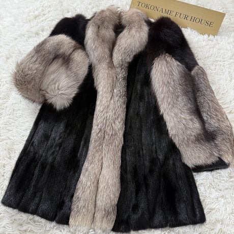 Mink and Silver Fox Fur Coat Vintage Fur Japan